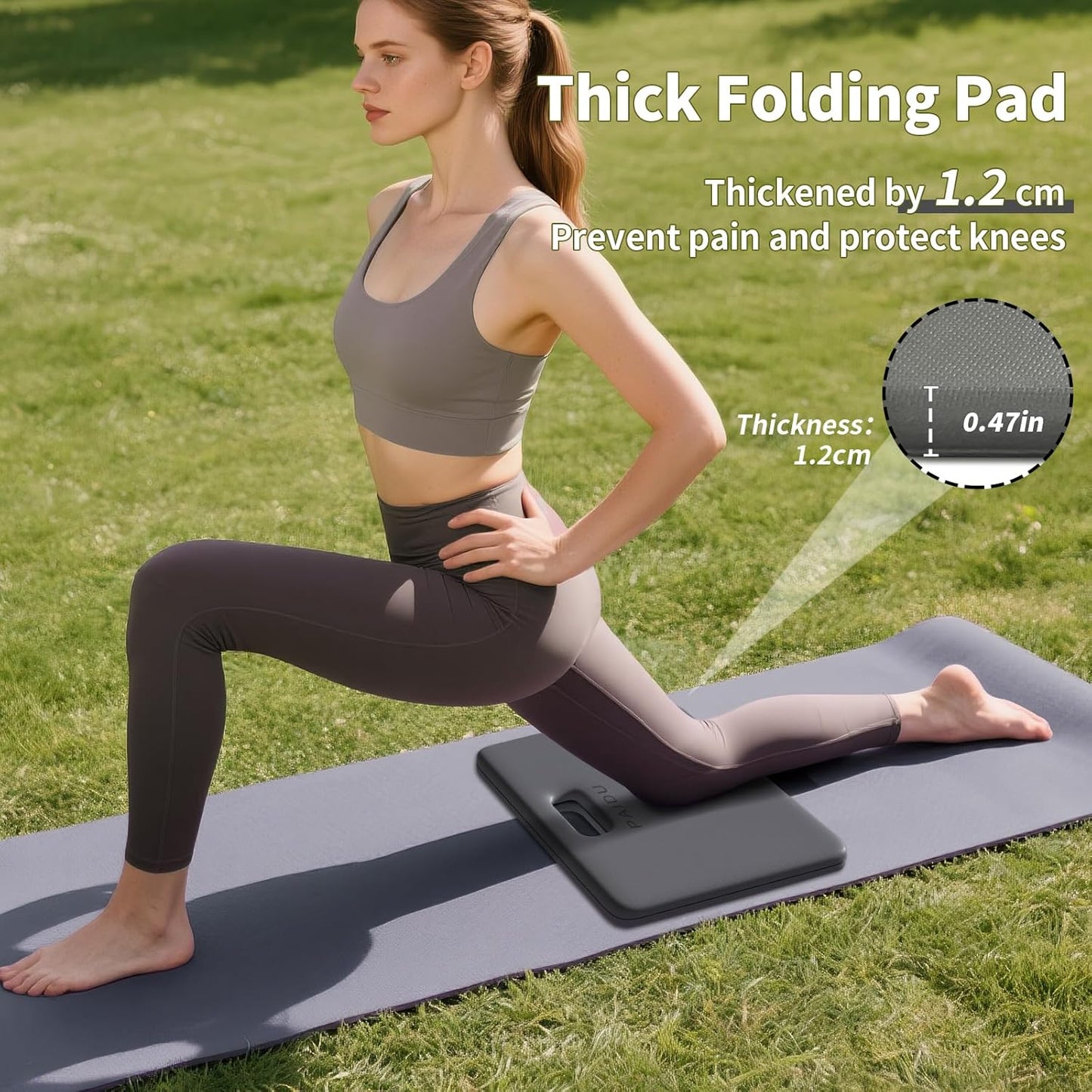 PAIDU Yoga Knee Pad - 1 Inch Thick with Extra Cushioning, Pain-Free for Knees, Elbows, Wrists and Back | Foldable and Multi-Functional, Suitable for Home Gym, Pilates, Plank, Abdominal Training Fitness Mat
