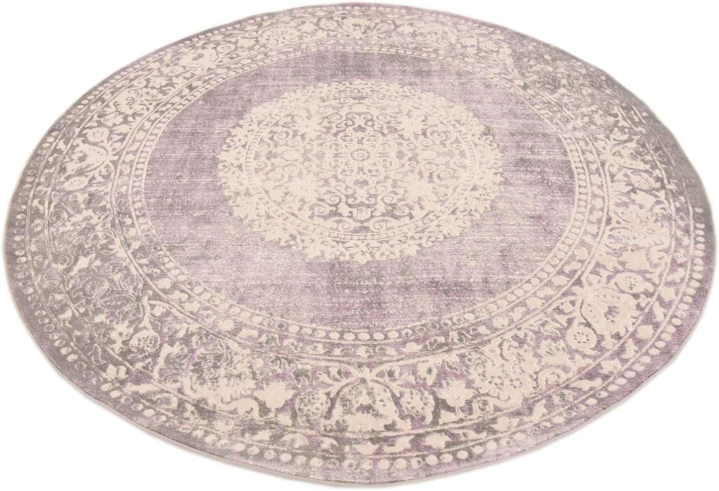 Unique Loom New Classical Collection Area Rug - Olwen (4'Round, Purple/ Gray)