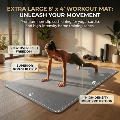 FrenzyBird Large Yoga Mat 6'x 4'（72”x 48”）—1/4" &1/3" Extra Wide Exercise Mat 183cm x 122cm Large Exercise Mat Big Home Yoga Mat Pilates Mat,Non Slip,Thick,TPE Workout Mat,for Women & Men, Yoga, Pilates, Gym and Floor Workouts Pilates