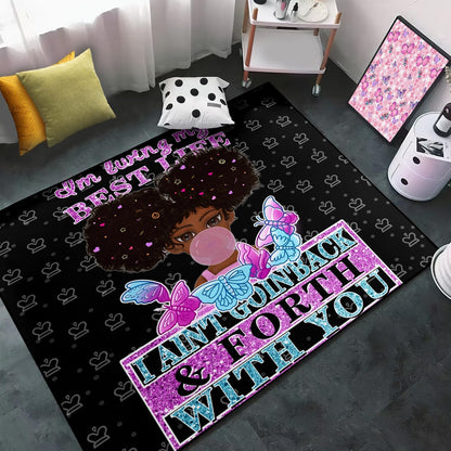 Black Girl Area Rug for Bedroom African Black Girls Floor Rugs for Living Room Playroom Cartoon Art Home Decor Soft Yoga Mats for Women Afro Purple 47" x 31" (2.7 x 3 Feet)
