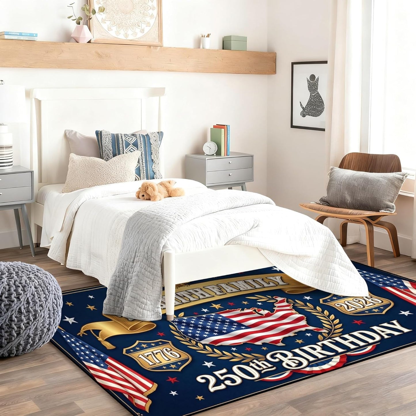 Personalized Family Name Initials Monogram Pink Rug, Shining Butterfly Printed Carpets for Girls Kids Butterfly Theme Living Room Indoor Bedroom Decor 5'×7' Soft Polyester Yoga Mat