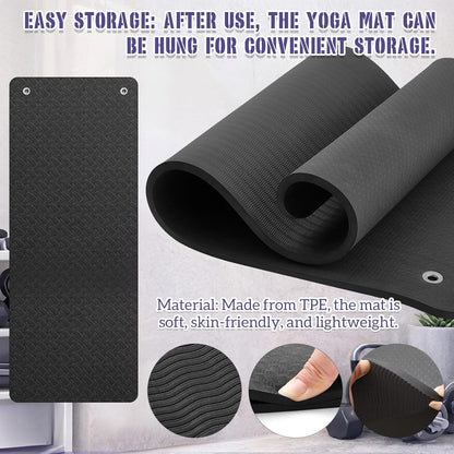 Briwooody Hanging Yoga Mat, Exercise Mat Non Slip Thick for Women and Men, Tear-resistant Fitness Pad with Reinforced Holes for Home Gym, Yoga, Pilates,stretching