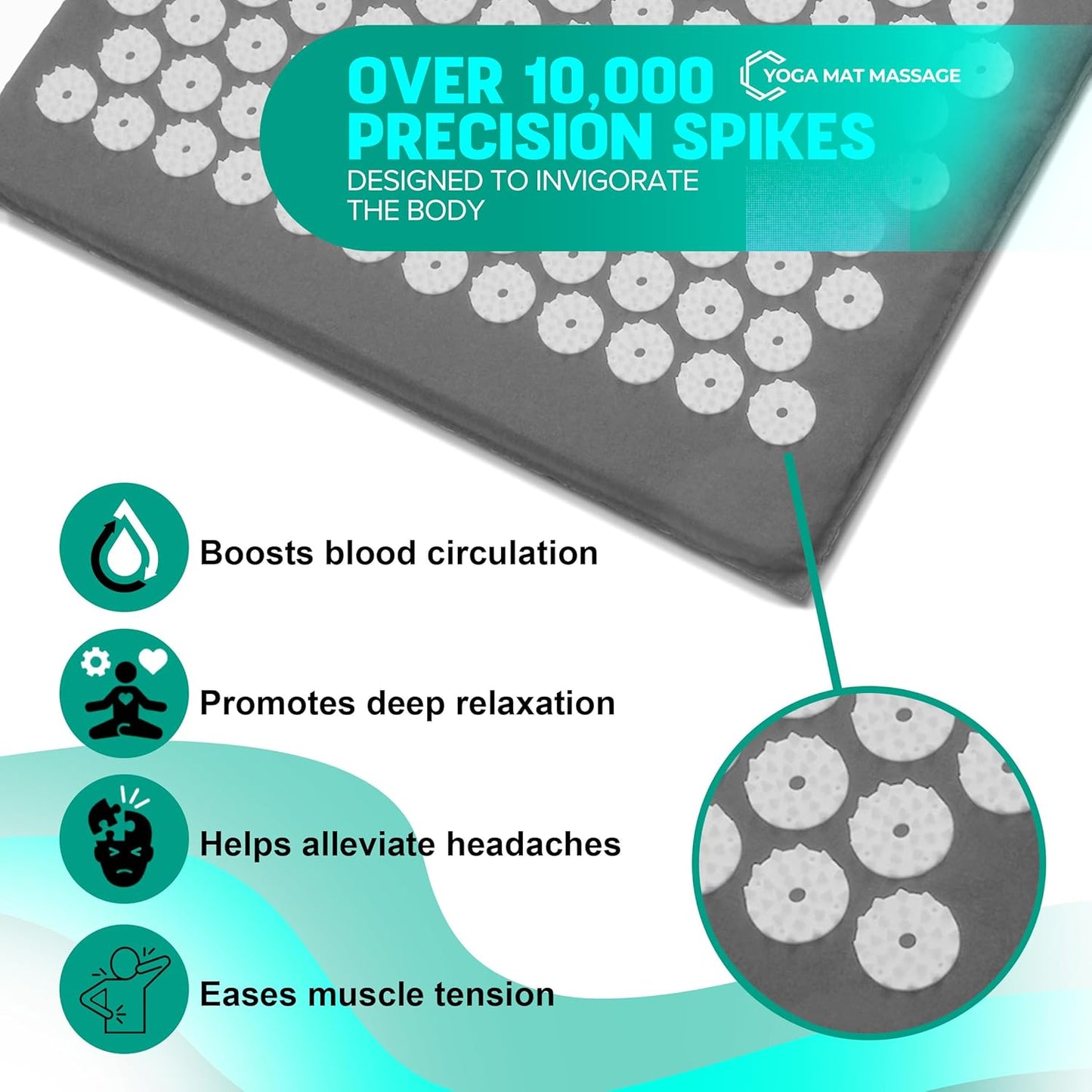 Sivan Back and Neck Pain Relief Acupressure Mat and Pillow Set, Chronic Back Pain Treatment - Relieves Your Stress of Lower Upper Back and Sciatic Pain - Green