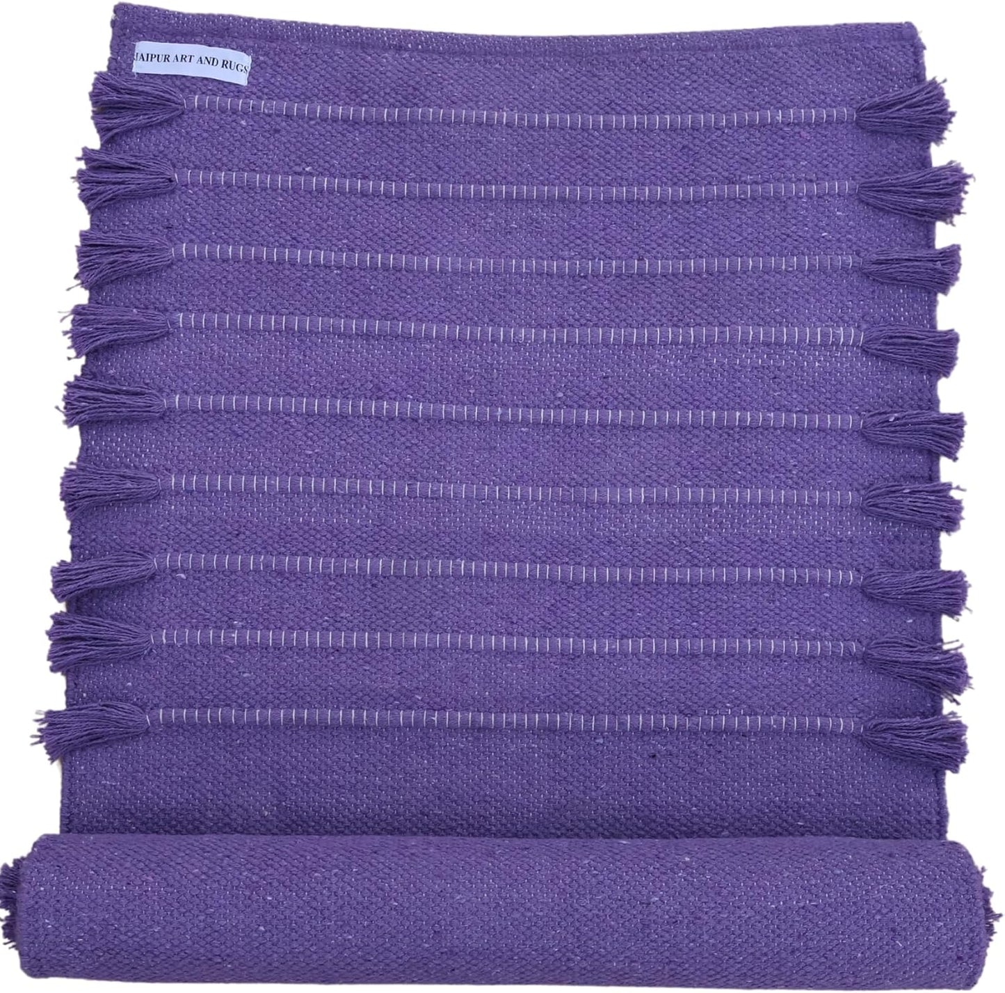 Jaipur art & Rugs Organic Cotton Yoga Mat - Eco-Friendly Hand-Woven Rug - Non Slip & Thick (24”x72”x5mm) for Everyday Fitness at Home - Comfortable Extra-Long