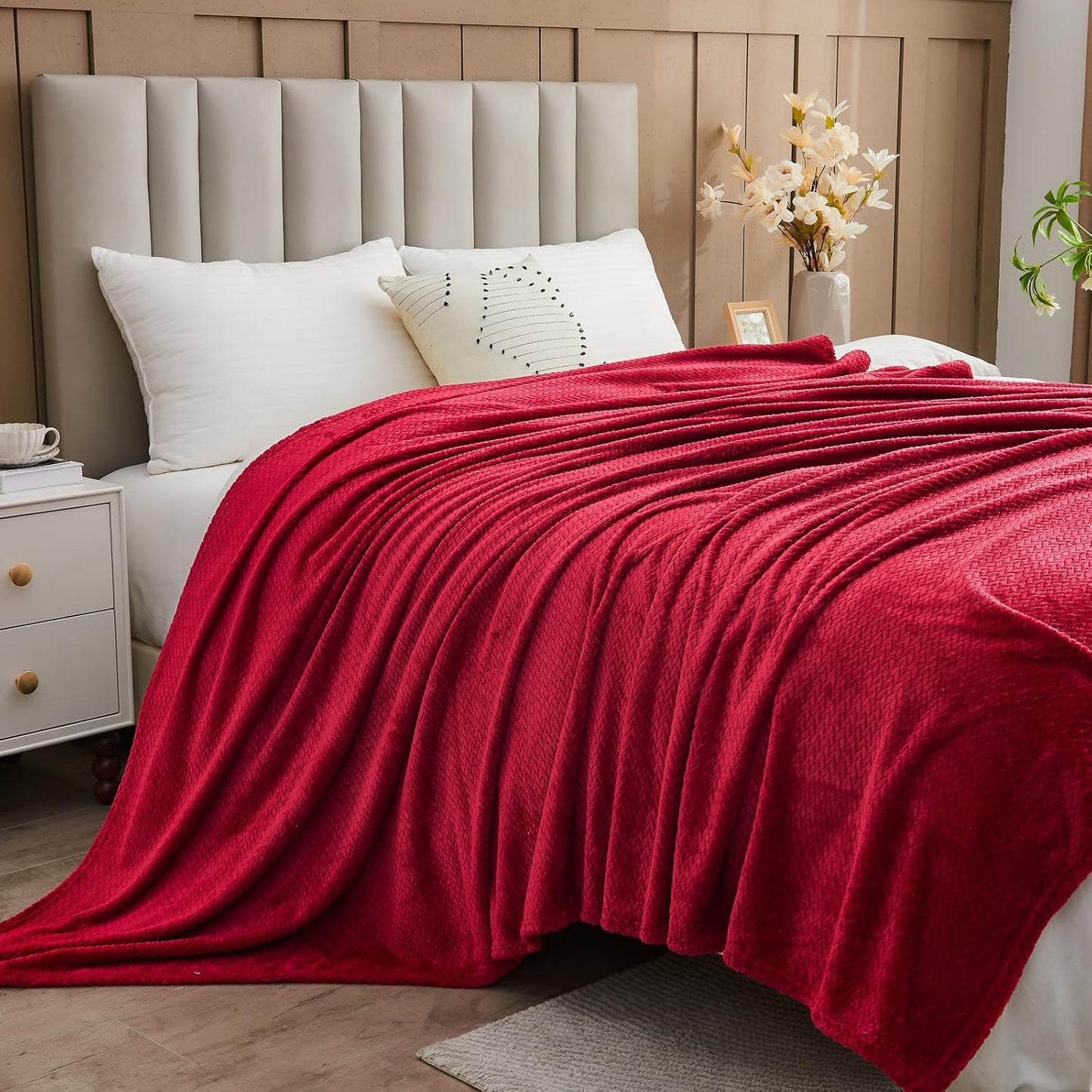 NEWCOSPLAY Super Soft Throw Blanket Light Purple Premium Silky Flannel Fleece Leaves Pattern Lightweight Bed Blanket All Season Use (Light Purple, Throw(50"x60")) - Colors B