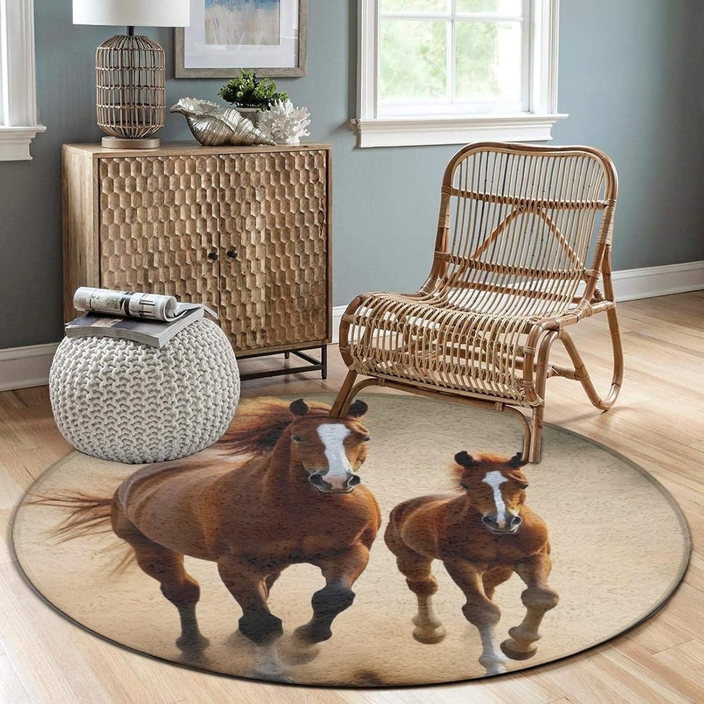 Large Home Decor Mat, Soft Round Yoga Carpet, Non Slip Machine Washable Home Office Circle Rug Gothic Witchy Sun Moon Mushroom Moth