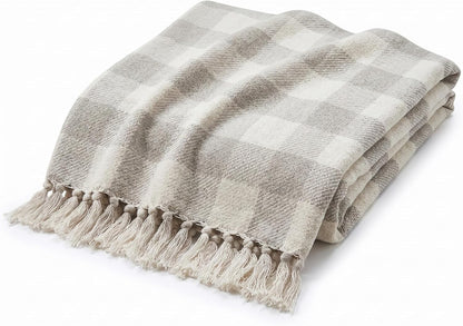 Americanflat 50x60 Throw Blanket - Soft and Breathable Cotton Throw Blanket for Couch, Bed, Chair - Decorative Blankets Perfect for Home or Outdoor Use - Navy Blue and White Double Diamond Design