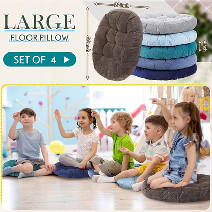 Jerify Floor Pillow Cushions Large Round Square Large Meditation Floor Pillow for Classroom Adult Meditation Picnic Party Seating Learning Daycare School(Square,Mixed Colors,4 Pcs)
