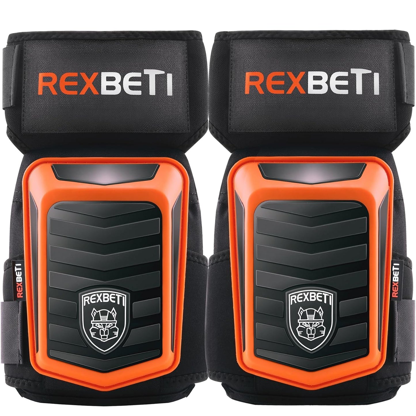 REXBETI Knee Pads for Work, Construction Knee Pads for Men, Heavy Duty Comfortable Anti-slip Foam Gel Knee Pads for Gardening Flooring and Cleaning, Strong Stretchable Straps, Orange