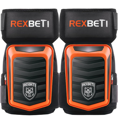 REXBETI Knee Pads for Work, Construction Knee Pads for Men, Heavy Duty Comfortable Anti-slip Foam Gel Knee Pads for Gardening Flooring and Cleaning, Strong Stretchable Straps, Orange
