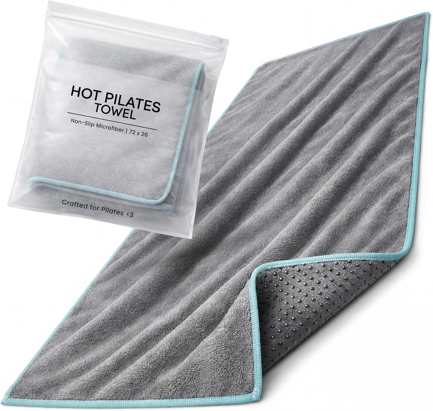 Pilates Towel Non Slip – Microfiber Yoga Mat Towel for Hot Pilates, Reformer & Floor Workouts, Sweat Absorbent, Quick Dry Gym & Workout Towel