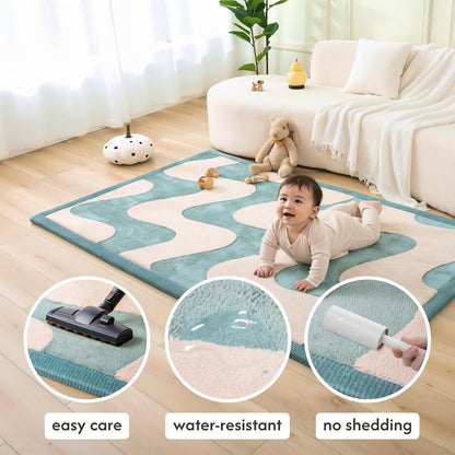 Hakuna Matte CloudSoft Mat for Floor 60" x 80" Beige – Coral Velvet Memory Foam Rug – Non-Slip, Water-Resistant