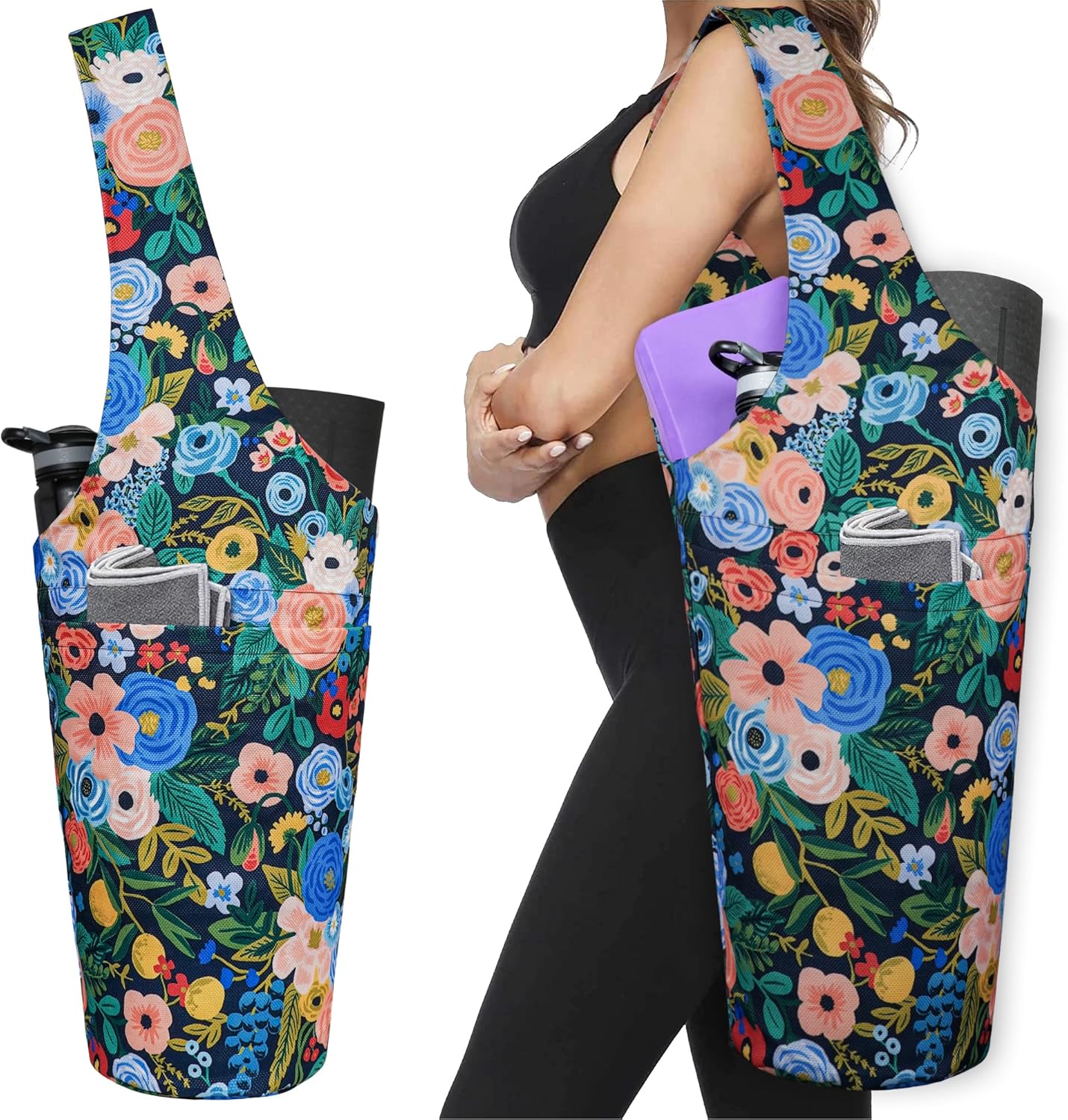 Yoga Mat Bag - Long Tote with Pockets - Holds More Yoga Accessories - Yoga Bag Fit Most Size Mats - Yoga Mat Carrier