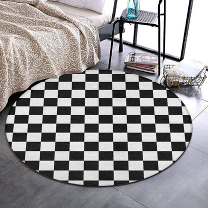 Soft Round Yoga Carpet, Large Home Decor Mat, Non-Slip Machine Washable Kitchen Office Circle Rug Compatible with Cool Norse Viking Vegvisir Runic Compass