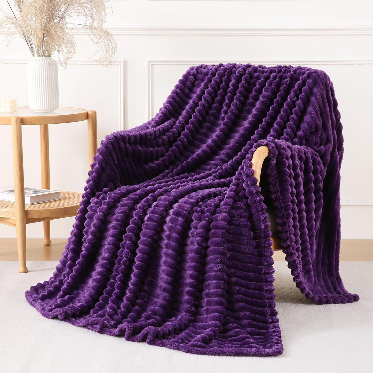 Khaki Throw Blanket for Couch Sofa 50x60 inches Striped Fleece Blankets Room Home Decor Lightweight Plush Soft Cozy Gifts for Women Mom Girls