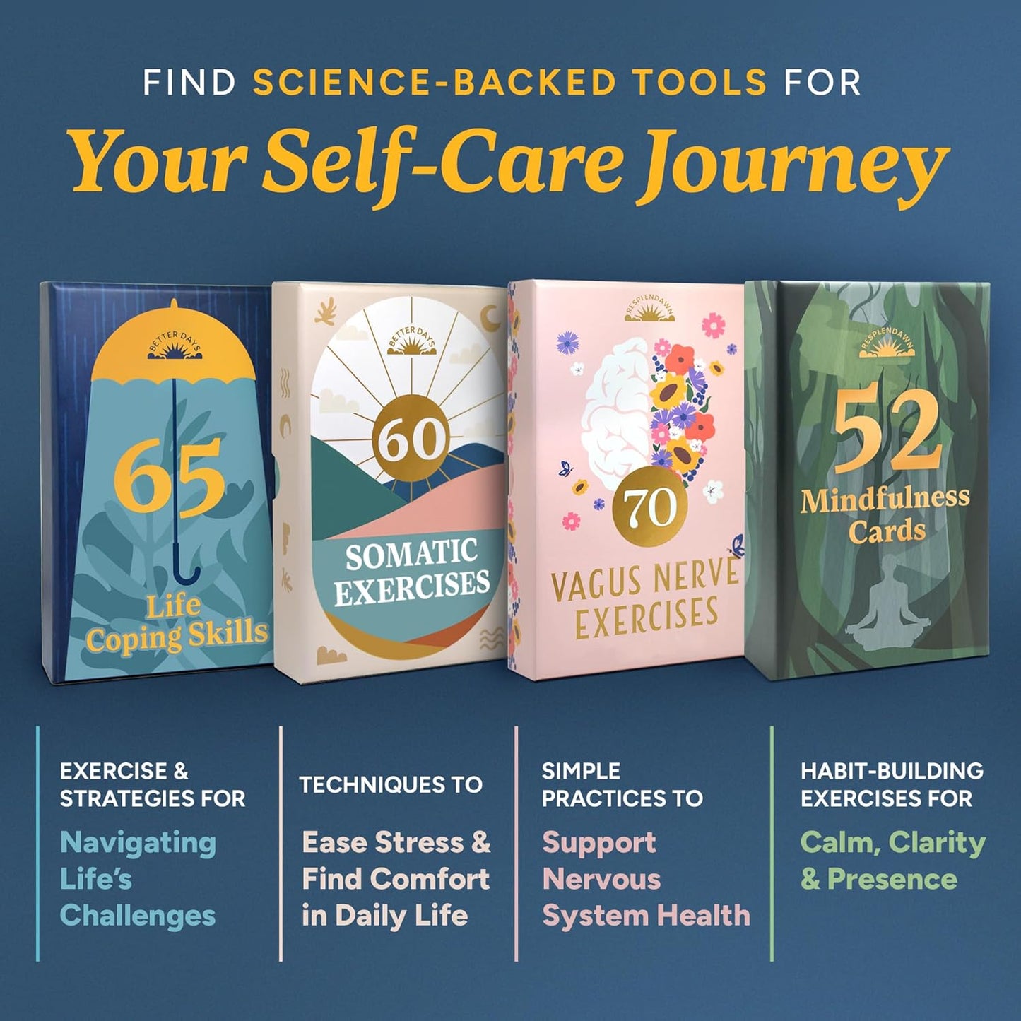 52 Mindfulness Cards – Simple Practices for Stress & Anxiety Relief, Emotional Regulation, and Mindful Living – Daily Self Care Exercises & Inspirational Affirmations for Calm, Relaxation, & Grounding