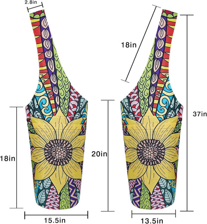 Yoga Mat Bag - Long Tote with Pockets - Holds More Yoga Accessories - Yoga Bag Fit Most Size Mats - Yoga Mat Carrier