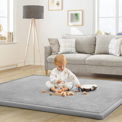 Baby Play Mat for Floor Nursery Rug Muscle Mat Area Rug Playroom Rug 79"x110" Playpen Mat Memory Foam 1.3" Thick Crawling Mat For Babies,Toddlers, Infants, Kids,Grey