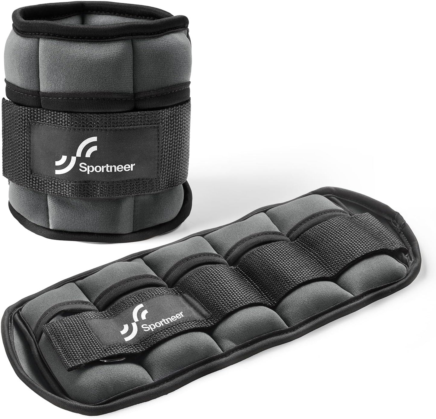 Sportneer Adjustable Ankle Weights Set - 1 Pair (2-10 lbs) Removable Sandbags for Women & Men, Comfortable Neoprene Leg Weights for Walking, Running, Pilates, Yoga, Home Workout & Physical Therapy
