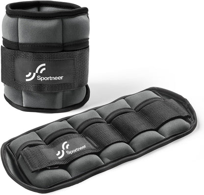 Sportneer Adjustable Ankle Weights Set - 1 Pair (2-10 lbs) Removable Sandbags for Women & Men, Comfortable Neoprene Leg Weights for Walking, Running, Pilates, Yoga, Home Workout & Physical Therapy