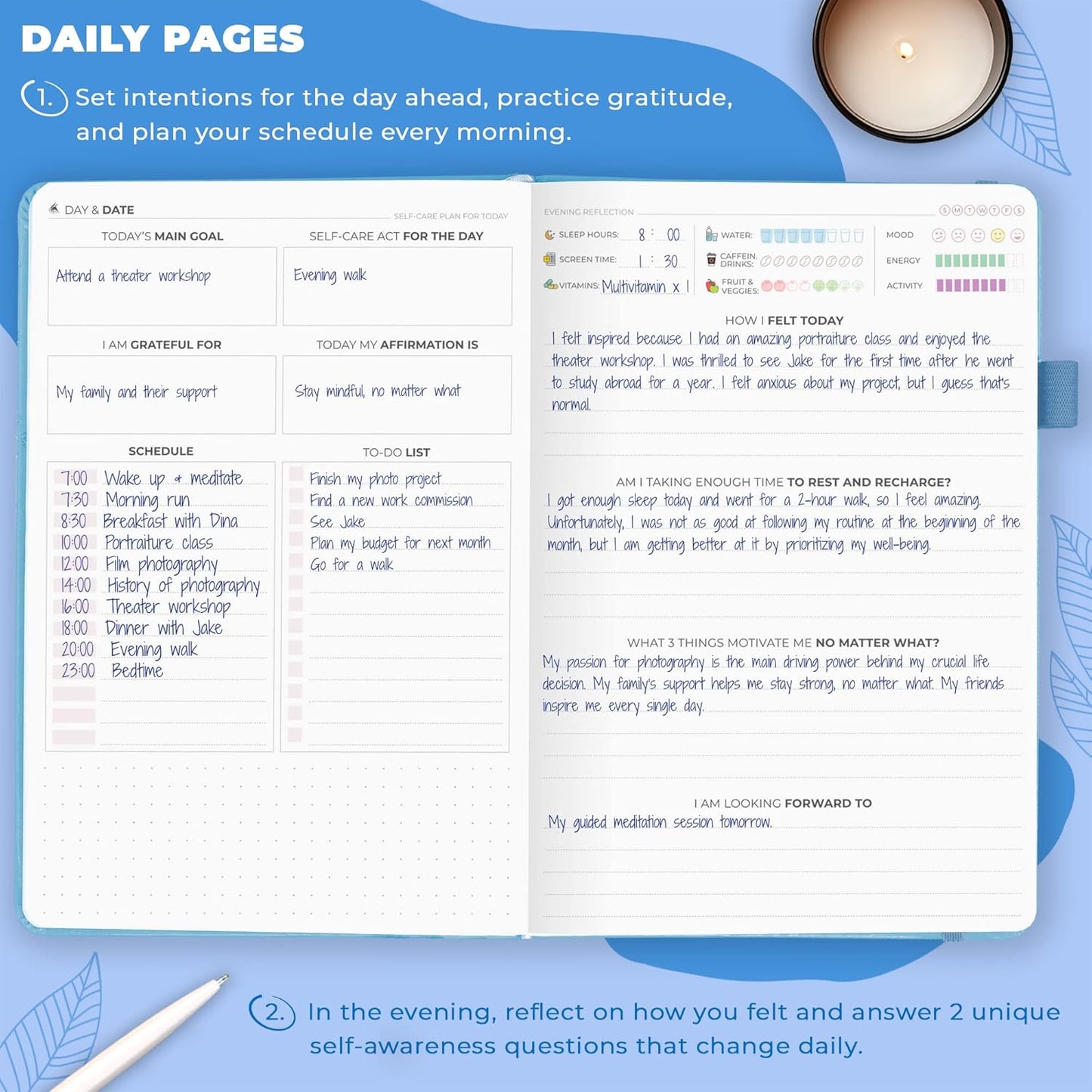 Clever Fox Self-Care Journal – Daily Reflection Notebook – Mental Health & Personal Development Planner, Meditation & Mood Log, A5 (Turquoise)