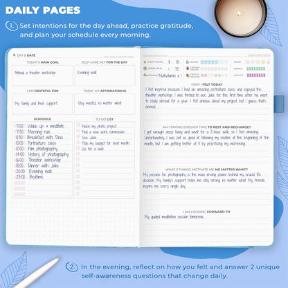 Clever Fox Self-Care Journal – Daily Reflection Notebook – Mental Health & Personal Development Planner, Meditation & Mood Log, A5 (Turquoise)