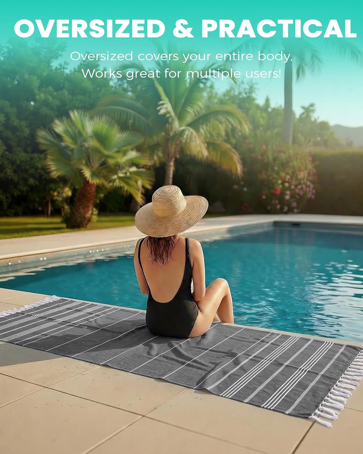 Antfuny Turkish Beach Towels Vacation Essentials Quick Dry Sand Free Oversized Bath Pool Swim Towel Extra Large XL Blanket Adult Travel Cruise Accessories Must Haves Clearance Stuff Necessities - Colors B