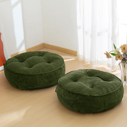 HIGOGOGO Floor Pillow Cushion for Adults, Meditation Cushion Pillow, Large Square Floor Sitting, Tufted Corduroy Cover, for Tatami Living Room or Yoga, 22x22 Inch, Dark Grey