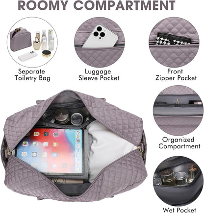 LUOCIP Large Women Travel Duffle Bag, Carry on Bag with Wet Toiletry Pocket for Overnight, Weekend, Yoga, Gym, Business Trips, Sport and Hospital, Black - Colors B