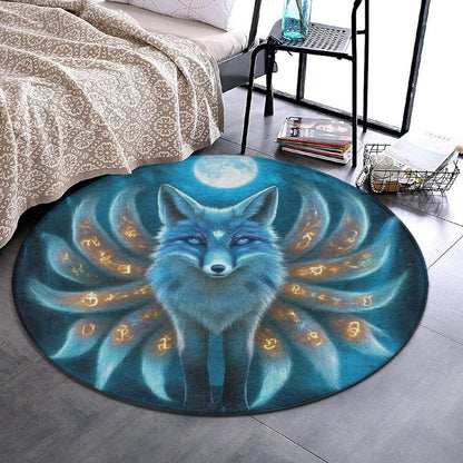 Machine Washable Modern Round Area Rug, Room Sofa Yoga Soft Round Carpet, Home Decor Non Slip Kitchen Office Circle Rug Union Jack Flag UK Mandala Art, 60inch