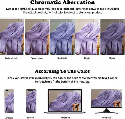 NEWCOSPLAY Super Soft Throw Blanket Light Purple Premium Silky Flannel Fleece Leaves Pattern Lightweight Bed Blanket All Season Use (Light Purple, Throw(50"x60")) - Colors B