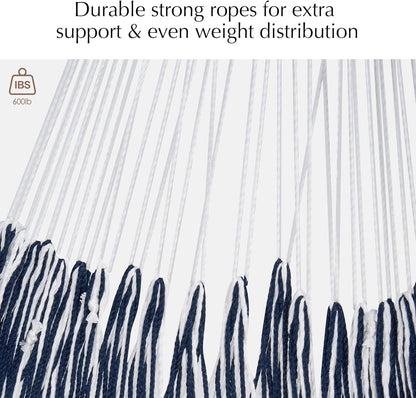 PNAEUT Handwoven Mayan Hammocks, Double Rope Hammock for Outdoor Outside & Indoor, Thick Soft 600 lbs Capacity Heavy-Duty, Includes Tree Straps, Carabiners & Carrying Bag (Nature, X-Large)