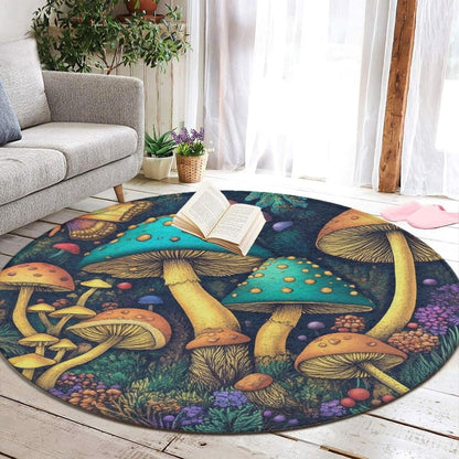 Home Decor Non Slip Kitchen Office Circle Rug, Machine Washable Modern Round Area Rug, Room Sofa Yoga Soft Round Carpet Purple Galaxy Trippy Space Astronaut Art, 36inch