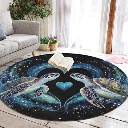 Room Sofa Yoga Soft Round Carpet, Home Decor Non Slip Kitchen Office Circle Rug, Machine Washable Modern Round Area Rug Beach Turtles, 60inch