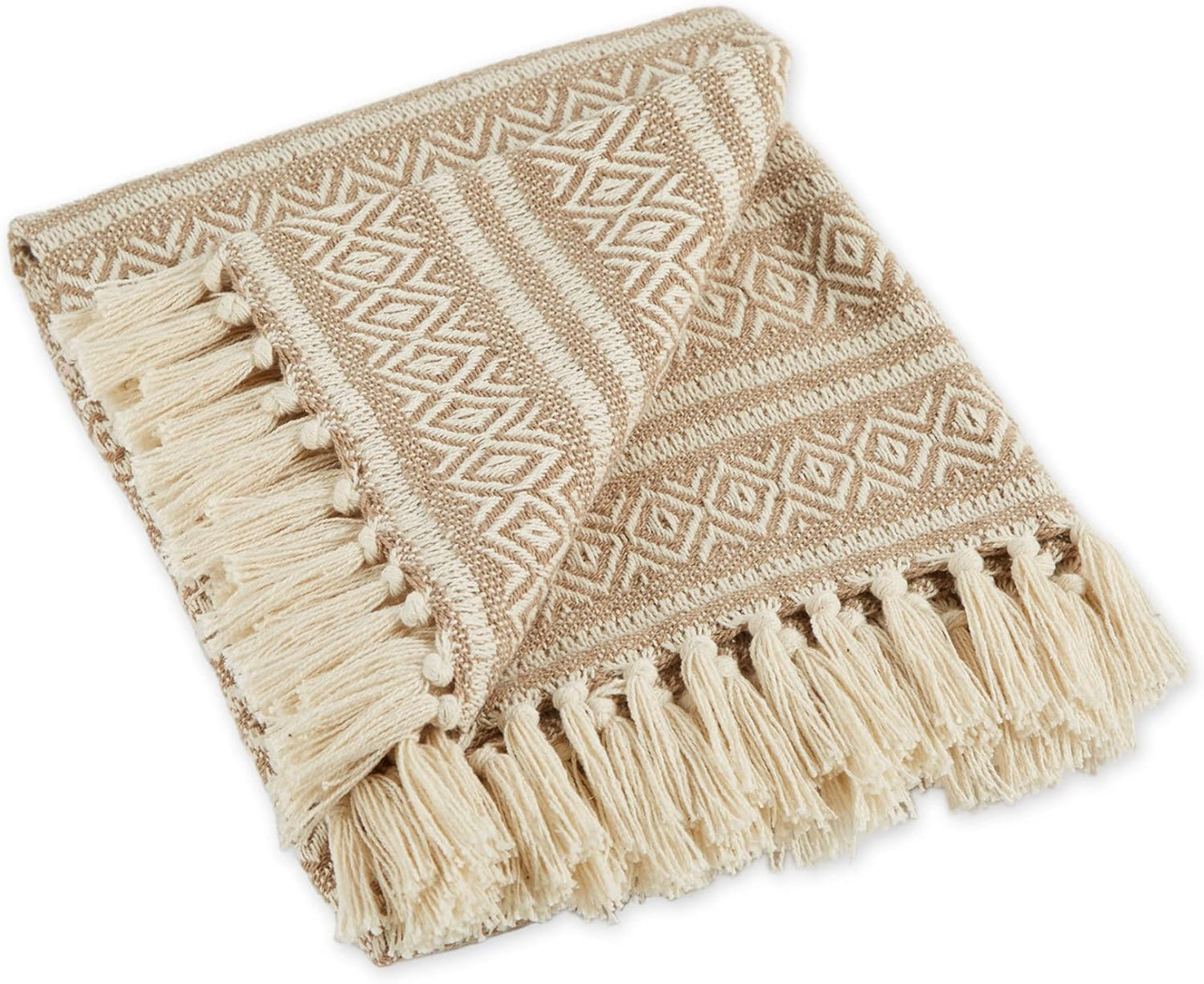 DII Global Diamond Stripe Woven Throw, 50x60-Inch, Mineral
