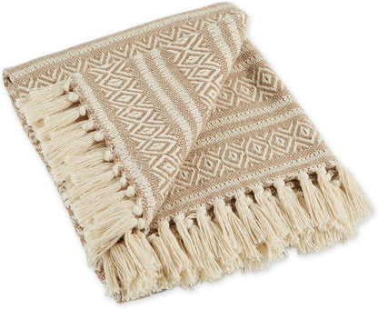 DII Global Diamond Stripe Woven Throw, 50x60-Inch, Mineral