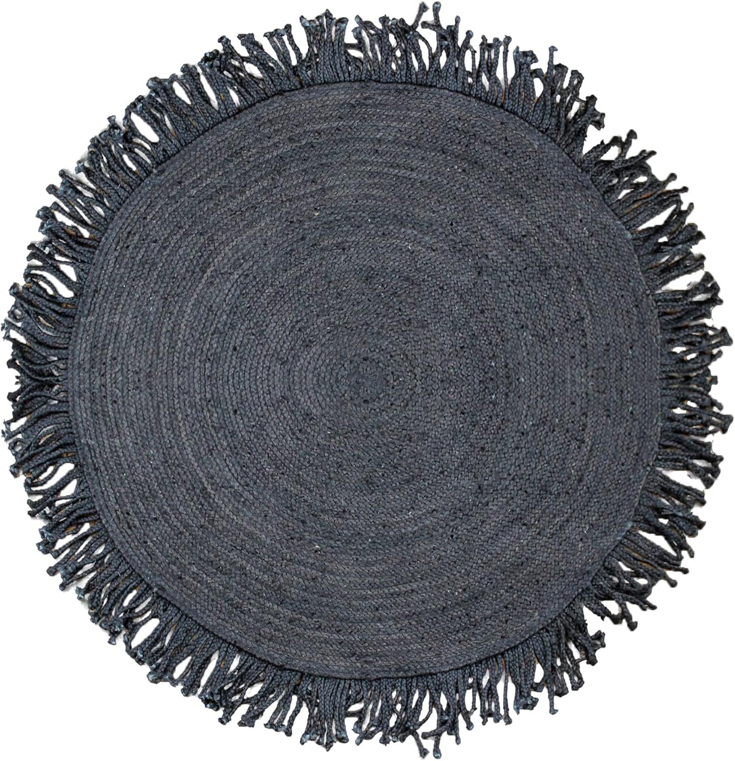 Collection Circle Area Rug - 3 x 3 Ft' Beige and Black Geometric Pettern Jute Mat Ideal for High Traffic Area in Hallway Bedroom Living Room Dining Room Kitchen Terrace Yoga Mat