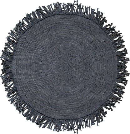 Collection Circle Area Rug - 3 x 3 Ft' Beige and Black Geometric Pettern Jute Mat Ideal for High Traffic Area in Hallway Bedroom Living Room Dining Room Kitchen Terrace Yoga Mat