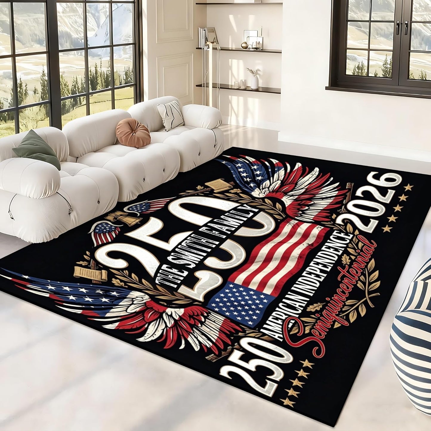 Personalized Family Name Initials Monogram Pink Rug, Shining Butterfly Printed Carpets for Girls Kids Butterfly Theme Living Room Indoor Bedroom Decor 5'×7' Soft Polyester Yoga Mat