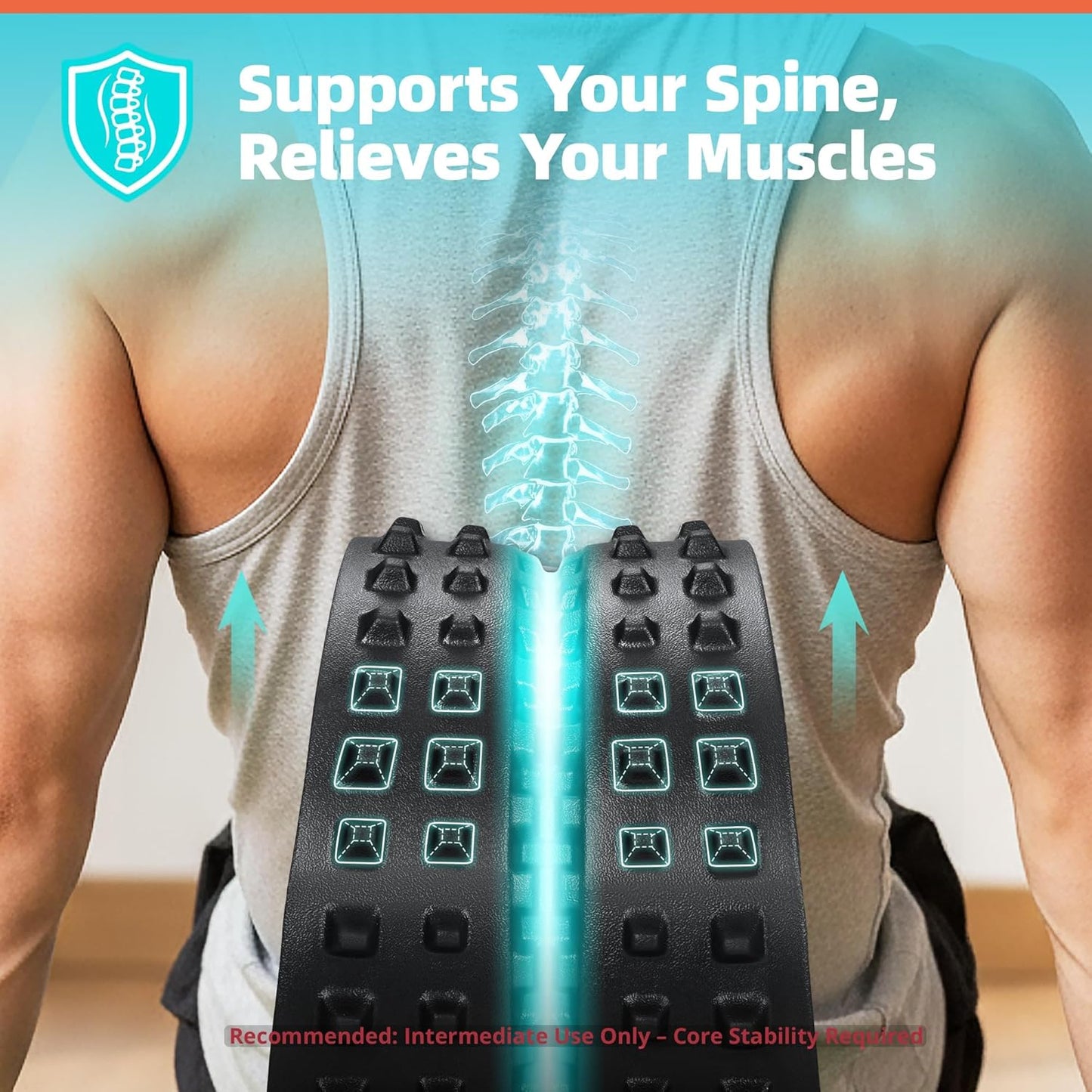 GymCope Back Roller for Back Pain Reliefn & Stretching, Deep Tissue Massage Roller Supports Up to 530 lbs / 240 kg, 5.5''-7.5'' Curved Foam Roller for Home Physical Stretching (Green, Firm)