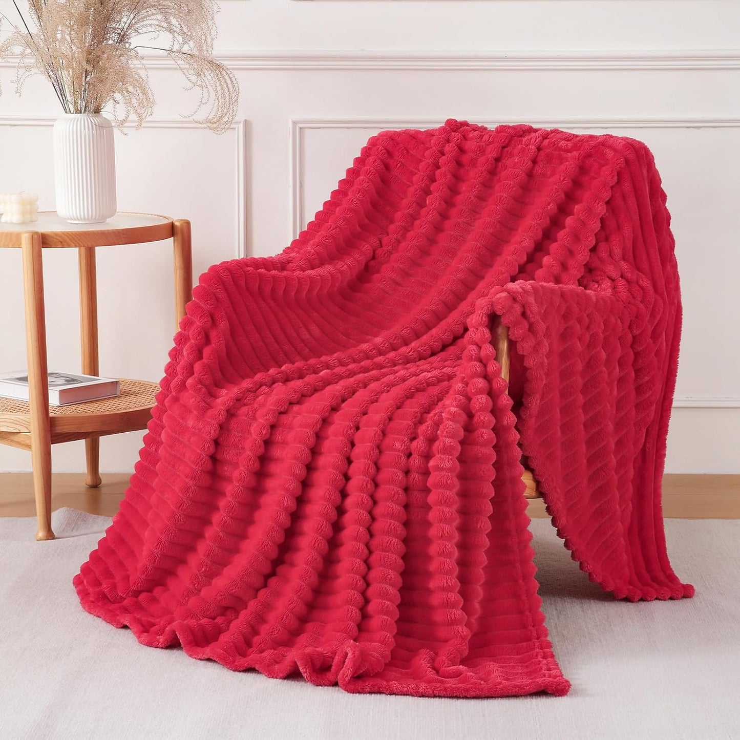 Khaki Throw Blanket for Couch Sofa 50x60 inches Striped Fleece Blankets Room Home Decor Lightweight Plush Soft Cozy Gifts for Women Mom Girls
