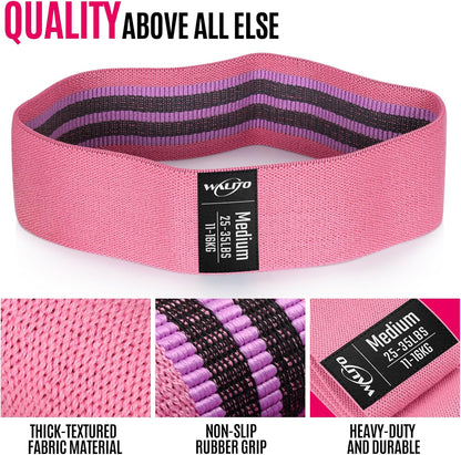 WALITO Resistance Bands for Working Out, Fabric Exercise Bands for Legs and Butt, Workout Bands for Women and Men, Booty Band for Yoga Starter Set, Pilates, Rehab, Fitness and Home Workout