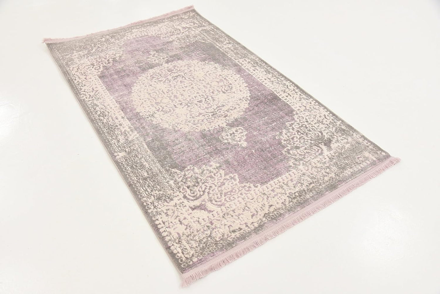 Unique Loom New Classical Collection Area Rug - Olwen (4'Round, Purple/ Gray)