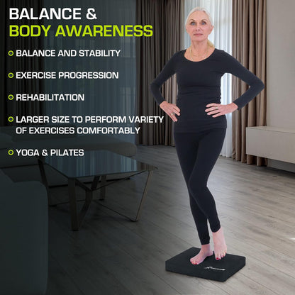 ProsourceFit Exercise Balance Pad, Non-Slip Cushioned Foam Mat & Knee Pad for Fitness and Stability Training, Yoga, Physical Therapy