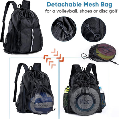 Large Beach Backpack Waterproof Sandproof - Customized Oversized Drawstring Pool Bag with Shoe Compartment for Toiletries, Towels, Gym, Travel