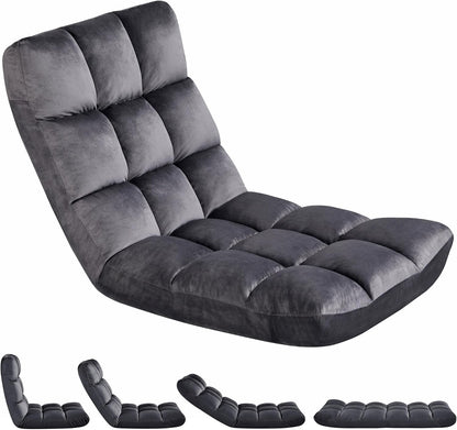 Yaheetech Adjustable Floor Chair with Back Support, Foldable Thick Padded Seat for Meditation&Gaming on Floor, Space Saving Lazy Lounger for Bedroom Dorm, Black