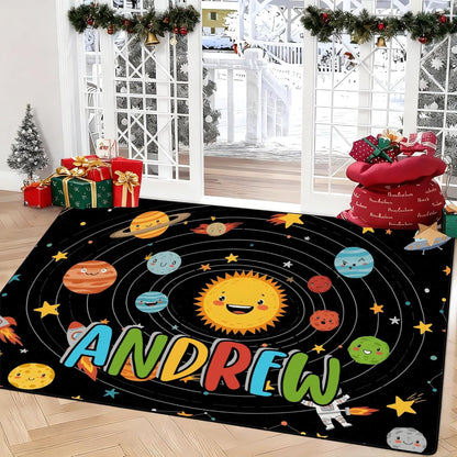 Personalized Family Name Initials Monogram Pink Rug, Shining Butterfly Printed Carpets for Girls Kids Butterfly Theme Living Room Indoor Bedroom Decor 5'×7' Soft Polyester Yoga Mat