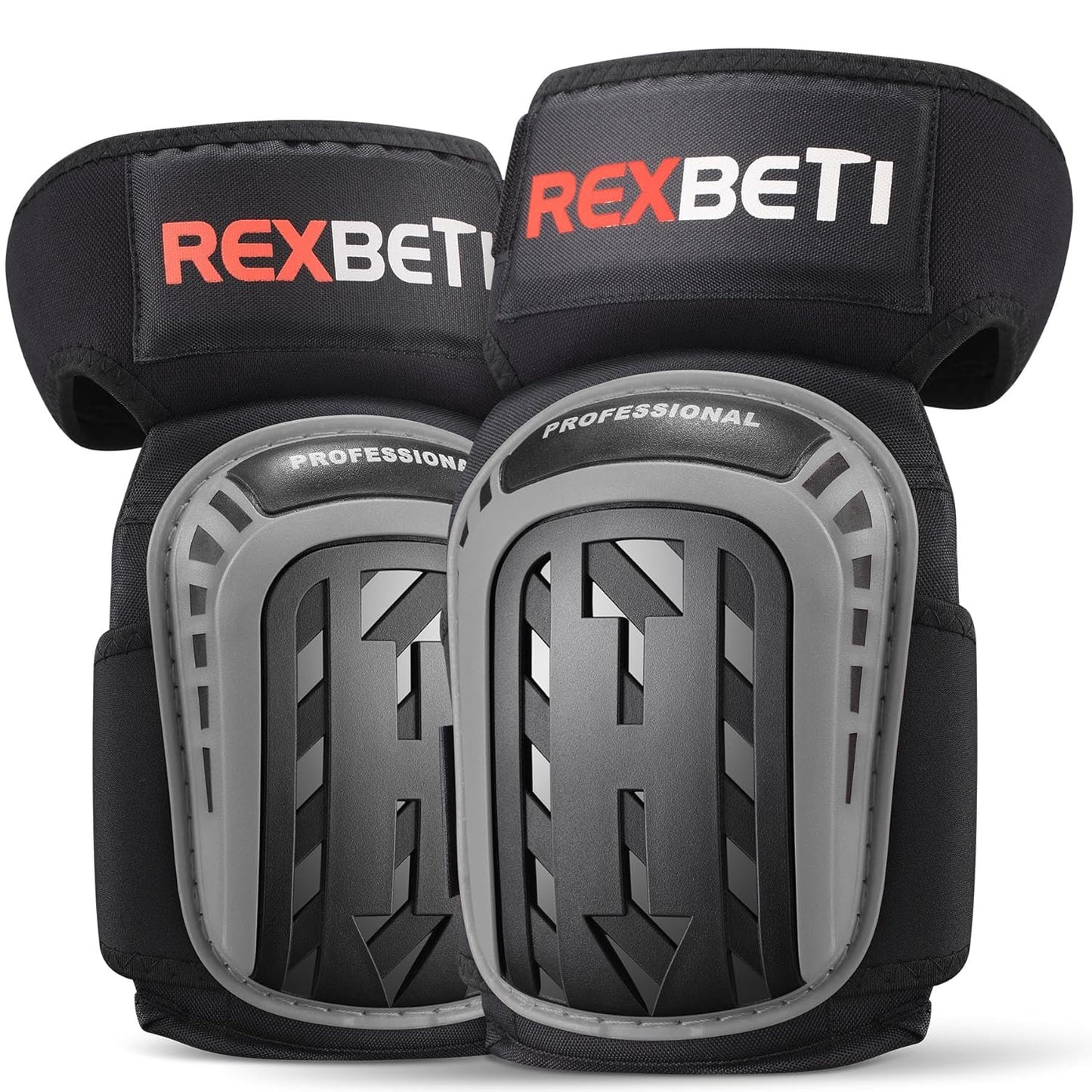 REXBETI Knee Pads for Work, Construction Knee Pads for Men, Heavy Duty Comfortable Anti-slip Foam Gel Knee Pads for Gardening Flooring and Cleaning, Strong Stretchable Straps, Orange