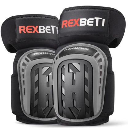 REXBETI Knee Pads for Work, Construction Knee Pads for Men, Heavy Duty Comfortable Anti-slip Foam Gel Knee Pads for Gardening Flooring and Cleaning, Strong Stretchable Straps, Orange