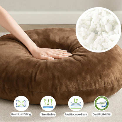 Codi Large Meditation Cushions – Round Floor Pillows for Adults with Removable Washable Cover, Soft and Supportive Floor Cushion for Yoga, Seating and Dog Bed, 32 inch - Grey